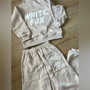 White fox track suit pants and sweatshirt